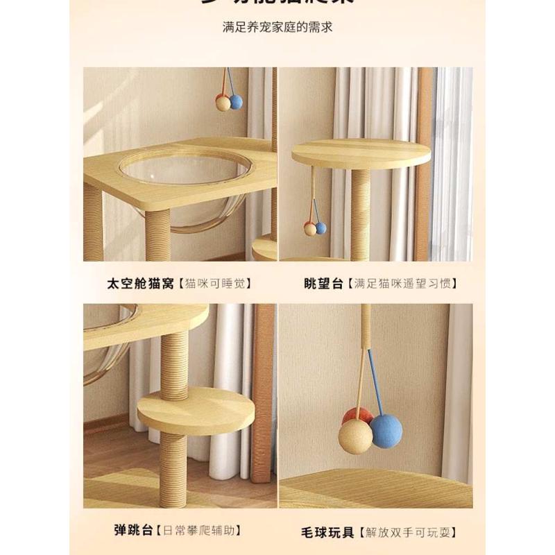 猫架太空舱一体猫笼猫窝猫爬架实木猫抓板小型不占地猫咪小猫架子