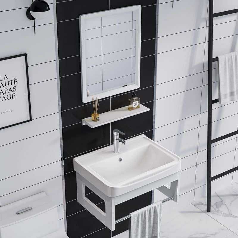 太空铝洗手池不锈钢支架小户型卫生间陶瓷一体阳台简易挂墙式脸盆,家装主材,浴室柜,淘宝优惠券,粉丝福利购,淘宝优惠卷