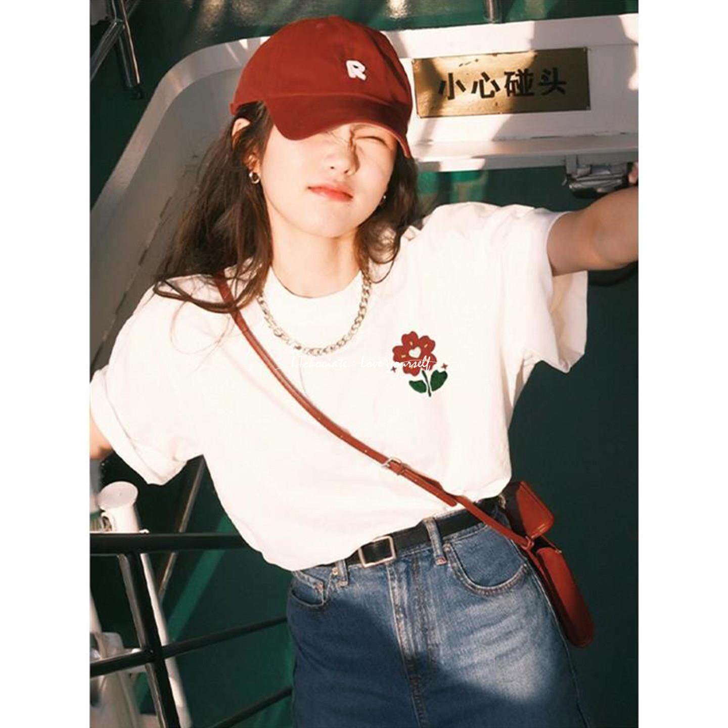 I.Tchooiate正肩短袖t恤女2025夏款纯棉宽松体恤衫半袖休闲上衣潮