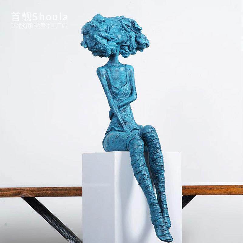 花季少女抽象落地雕塑摆件样板房间客厅装饰玻璃钢艺术品迎宾人物