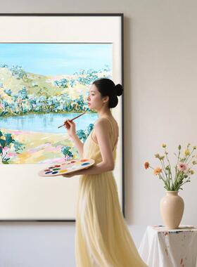 治愈系风景唯美感艺术高级玄关挂画创意清新卧室客厅背景墙装饰画