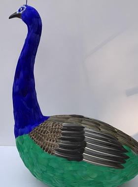 婚庆仿孔雀真模具型摆件道装真羽毛蓝色孔雀身子无品牌/道具饰孔