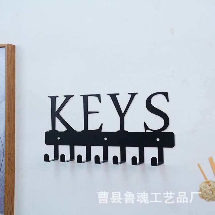 现货铁艺置物架墙壁钥匙挂钩架英文keys铁艺衣帽挂钩钥匙挂钩铁艺