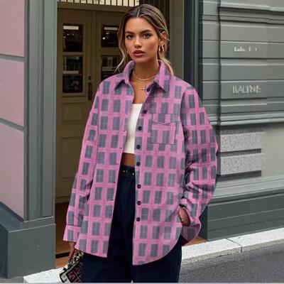 Women's checkered striped shirt, women's long sleeved