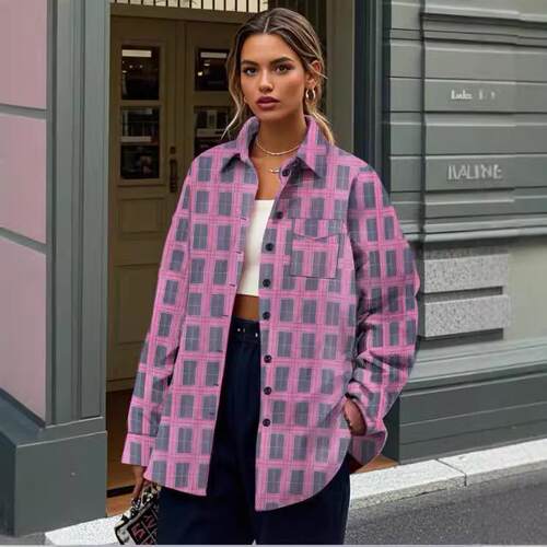 Women's checkered striped shirt, women's long sleeved