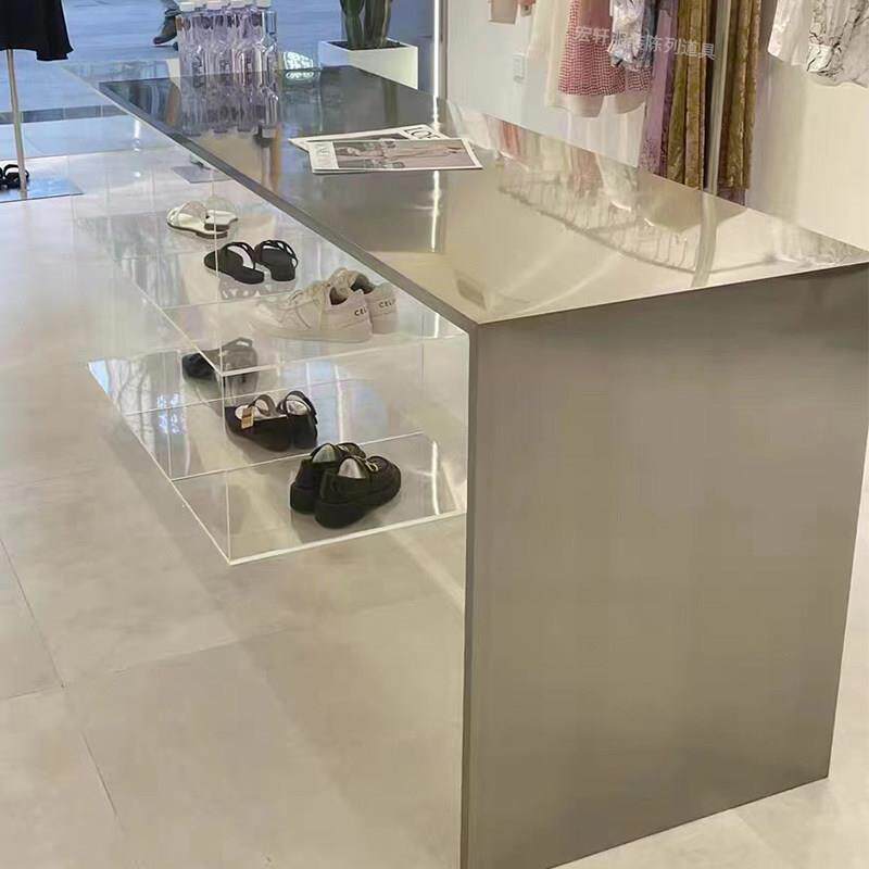 服装店买 手店展示桌简约轻奢压克力中岛流水台女装店桌子中间摆