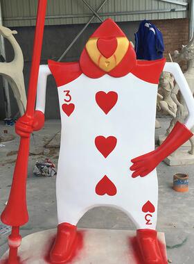 爱丽丝仙境士兵 卡通 玻璃纤维雕塑柴郡猫红皇后摆件疯帽子钟表兔