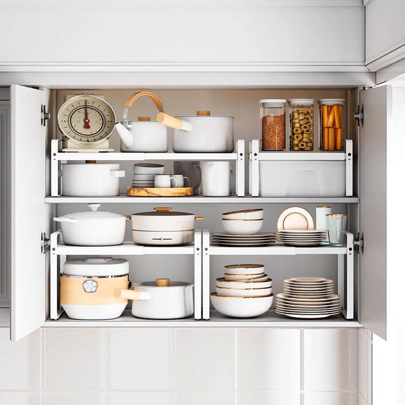 厨房橱柜内分层置物收纳架伸缩台面调料架下水槽隔板碗碟盘子锅架,厨房/烹饪用具,厨房置物架/置物柜/角架,淘宝优惠券,粉丝福利购,淘宝优惠卷