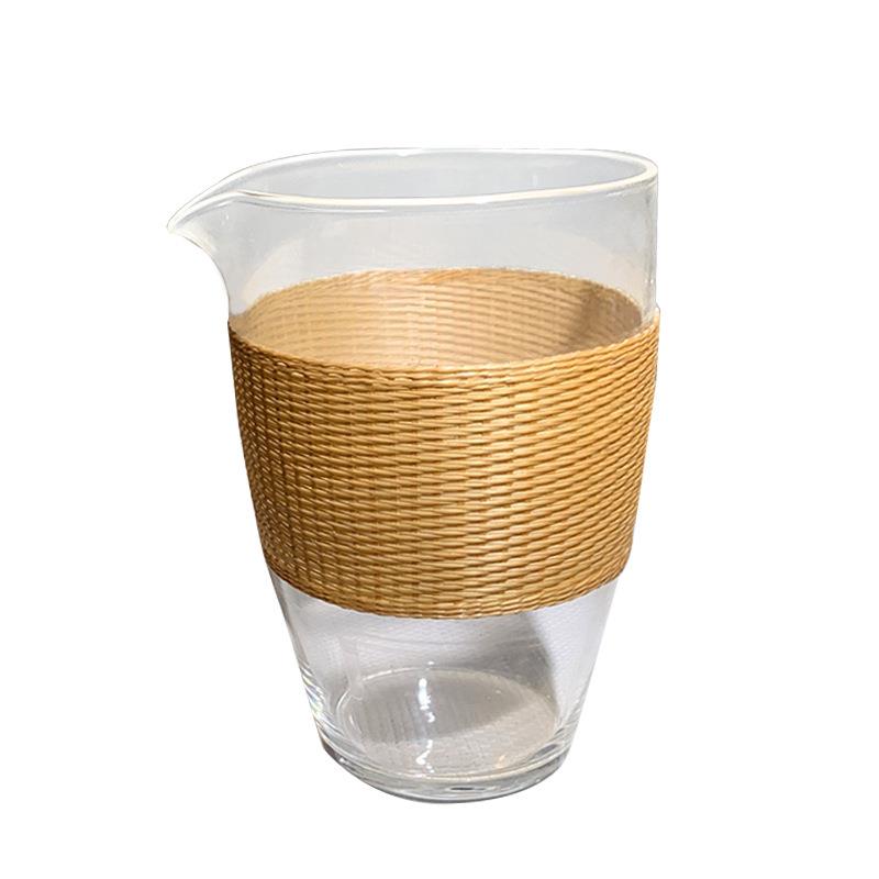 纯手工竹编玻璃杯茶杯公道杯竹编分茶杯功夫茶具配件