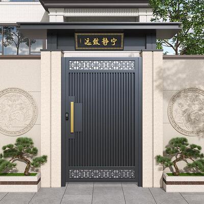 铝合金庭院门别墅大门双开门户外农村自建房大门中式铁艺院子大门