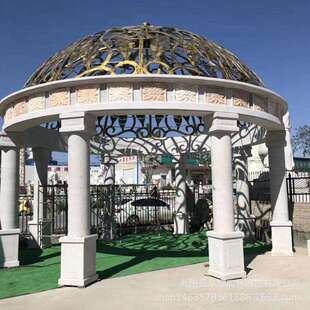 石雕凉亭欧式石亭子户外庭院别墅小区花岗岩罗马柱大理石黄锈石亭