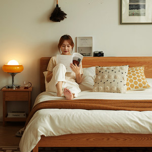 久雅家具全实木床简约1.8橡木北欧小户型1.5米原木大床主卧双人床