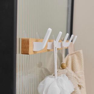 直销奶白色实木挂钩免打孔门后挂衣架挂衣钩入户玄关墙上壁挂 新款