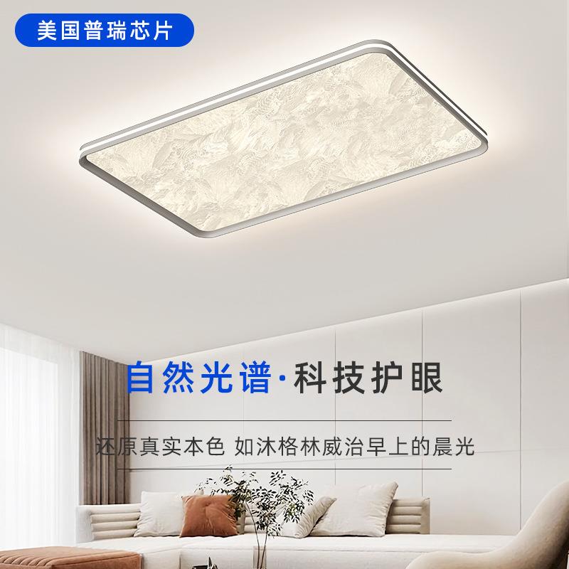 无缝铝材普瑞芯片护眼吸顶灯高端大气云雾丝绸板客厅灯卧室灯具