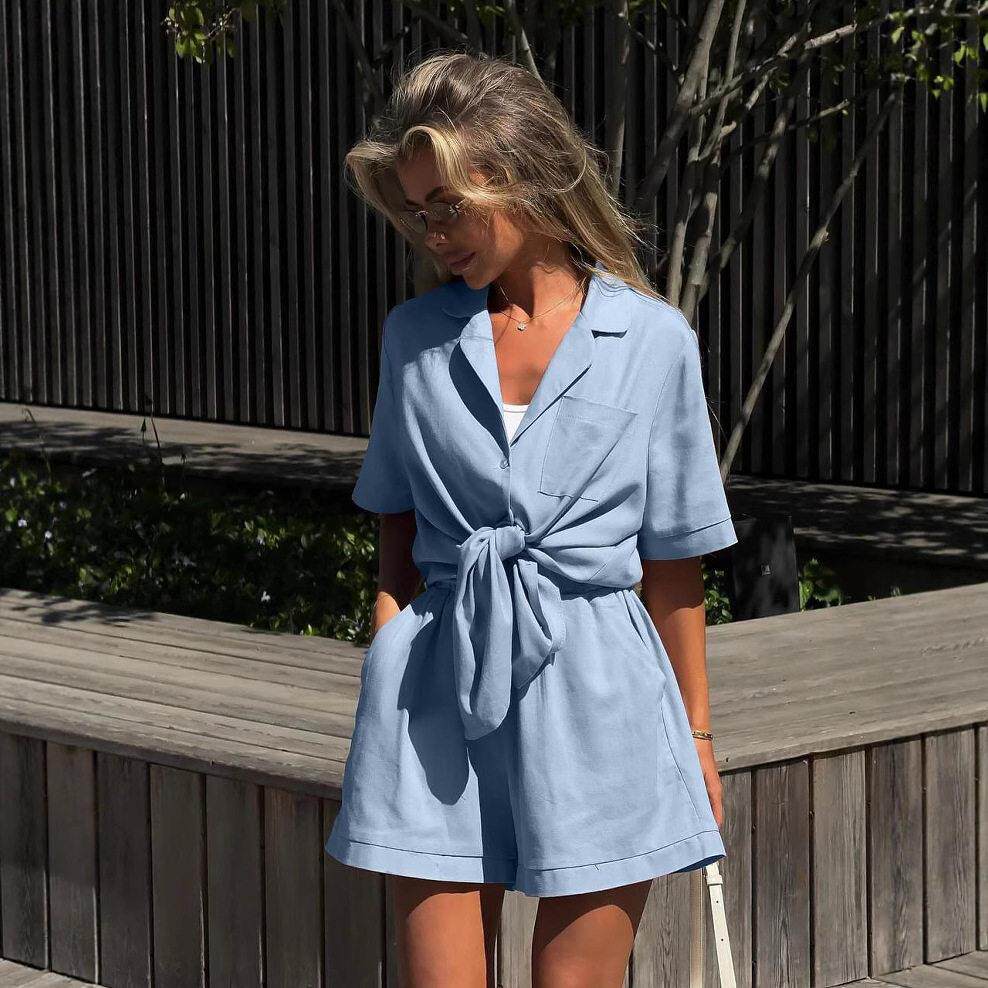 2025 Short sleeved Shorts Fashion Casual Set for Women