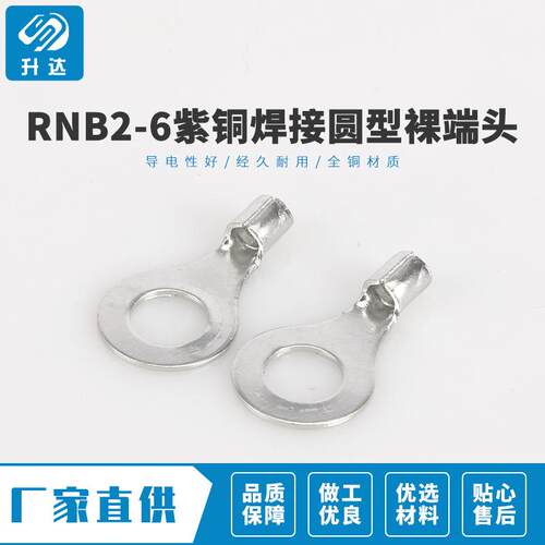 经久耐用RNB2-6紫铜焊接圆型裸端头冷压端子1000只装