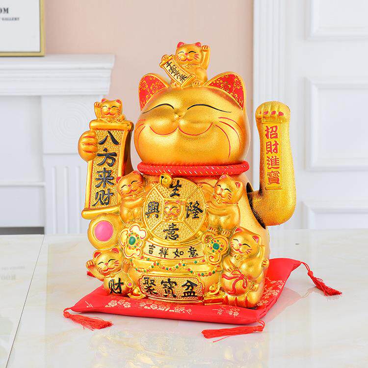 正顺陶瓷 工厂吉祥如意大铜钱招财猫电动摇手可存钱店铺开业