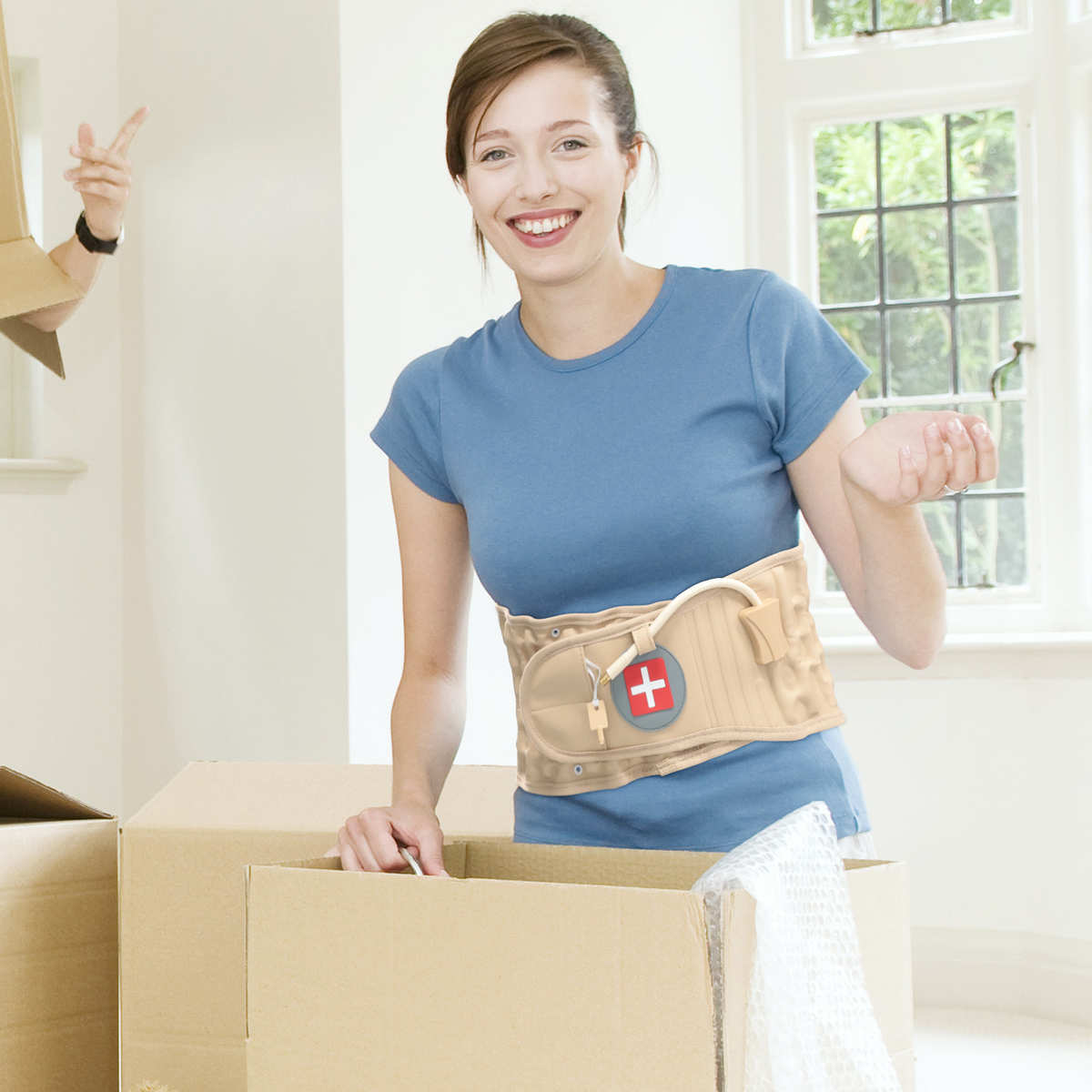 充气护腰带男女通用护理牵引固定 腰稚支撑托腰减压力气囊 护腰带