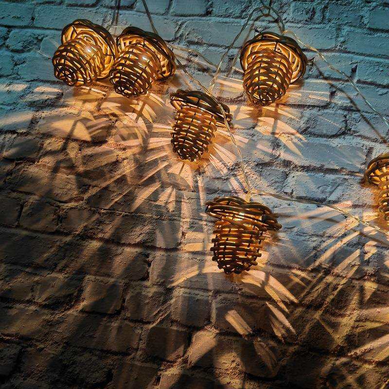 仿藤山果灯饰灯罩藤球灯串室内室外装饰灯串挂件装饰品藤球工艺品