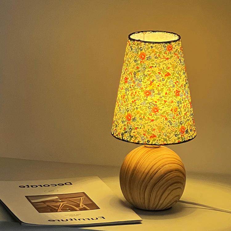 复古陶瓷碎花台灯床头灯中古灯高级感氛围灯客厅卧室高颜值小夜灯