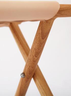 BK9K木制马扎皮革折叠椅简易便携式小凳子客厅板凳户外新品家