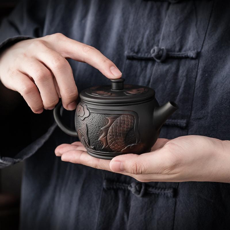 紫陶茶壶功夫用陶茶dat973瓷具家紫陶手把茶壶手抓泡壶