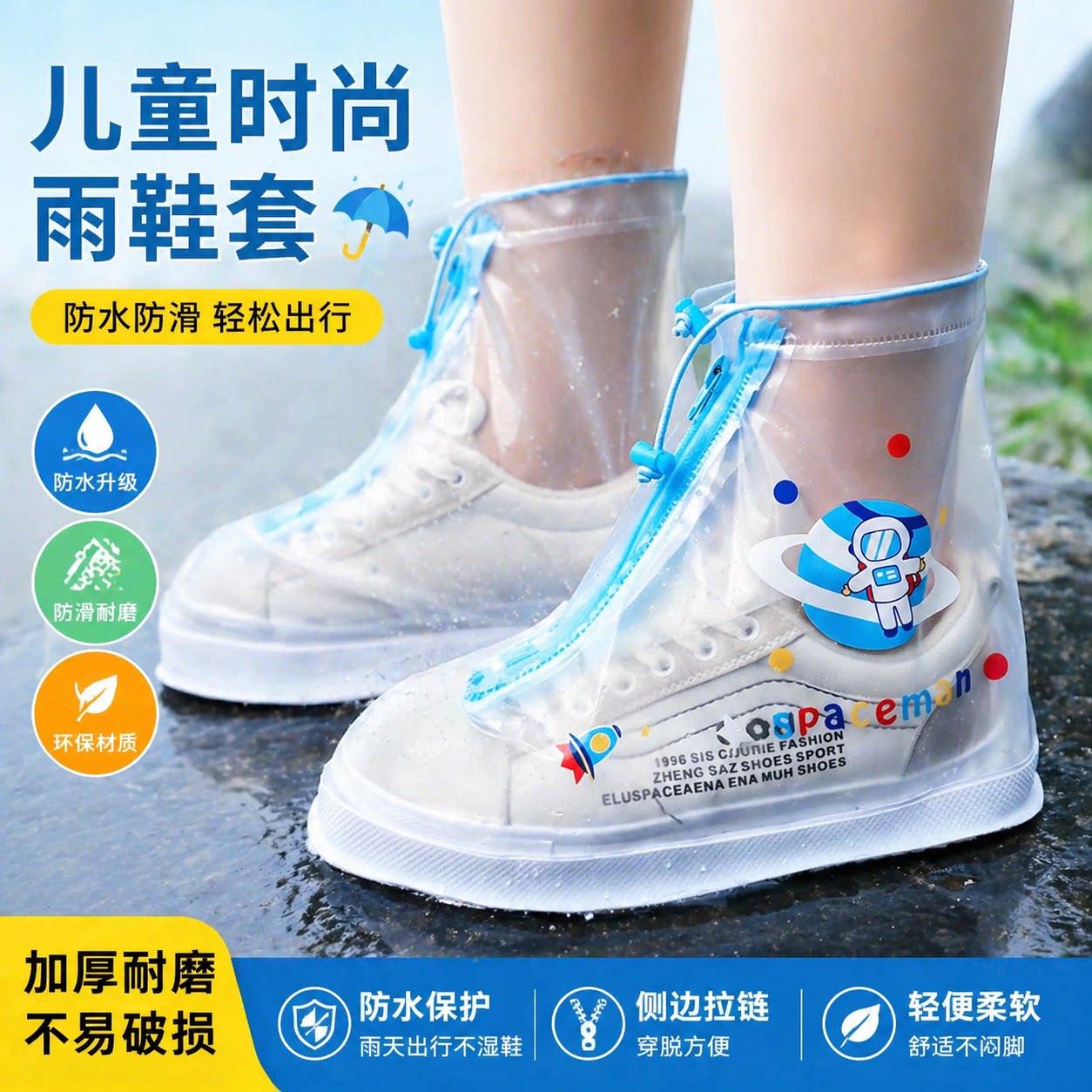儿童雨鞋套防水防滑男童女童防雨脚套宝宝小学生加厚耐磨高筒雨靴