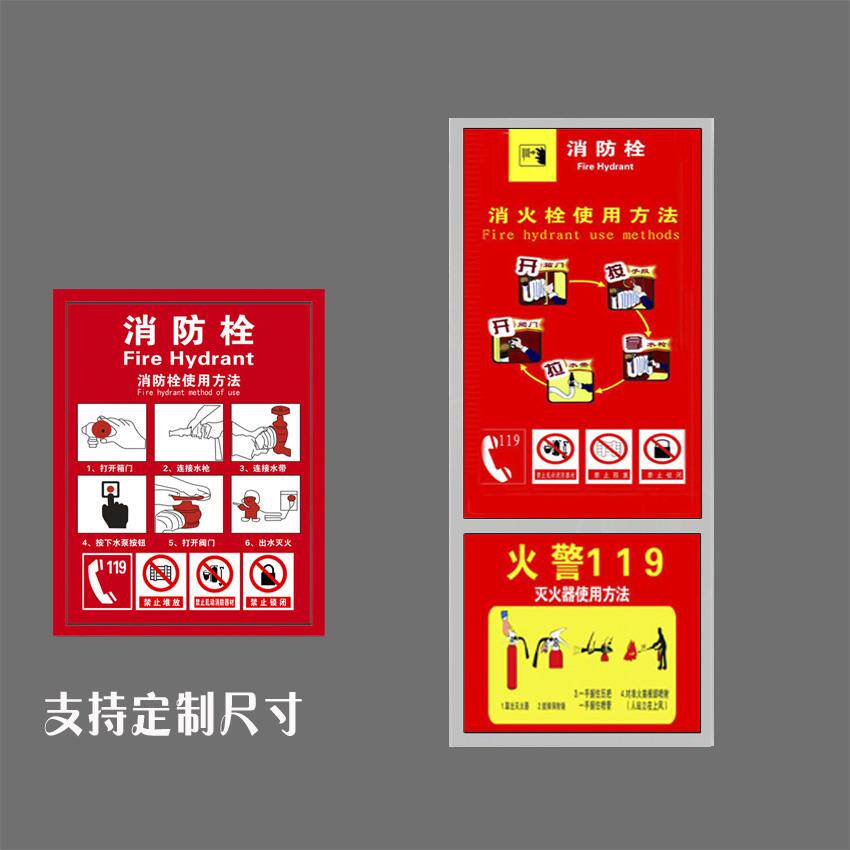 消防栓贴纸定制消火栓贴画幼儿园贴膜电表箱画自粘灭火器卡通贴