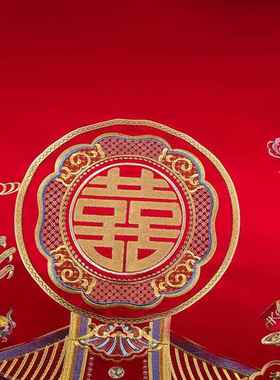 新式全棉四件套高中BUZ档龙凤结红色刺套绣被婚婚庆陪嫁床上用品