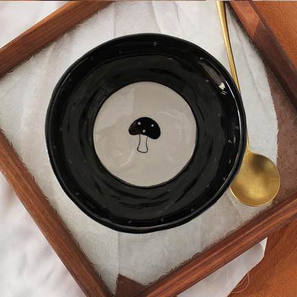 川谷F766H55H日复古蘑菇式碗家用陶瓷碗甜饭品碗沙拉碗