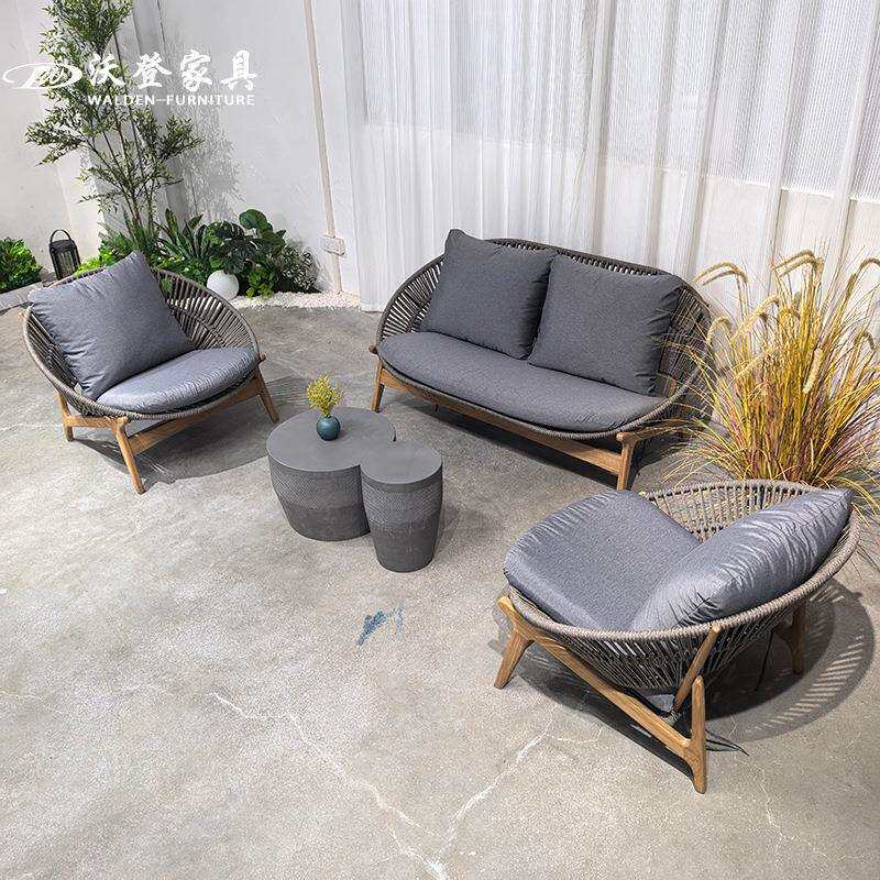 沃登柚木沙发实户外设芬计师露阳台花园木庭院花天园奥利沙发组合