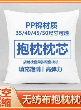 居家简约白色无纺布PP枕芯汽车抱枕沙发靠垫真空压缩三维立体