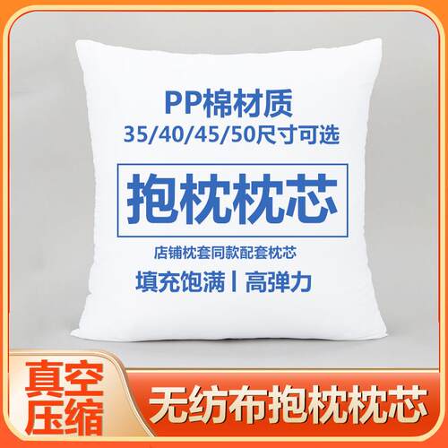 居家简约白色无纺布PP枕芯汽车抱枕沙发靠垫真空压缩三维立体
