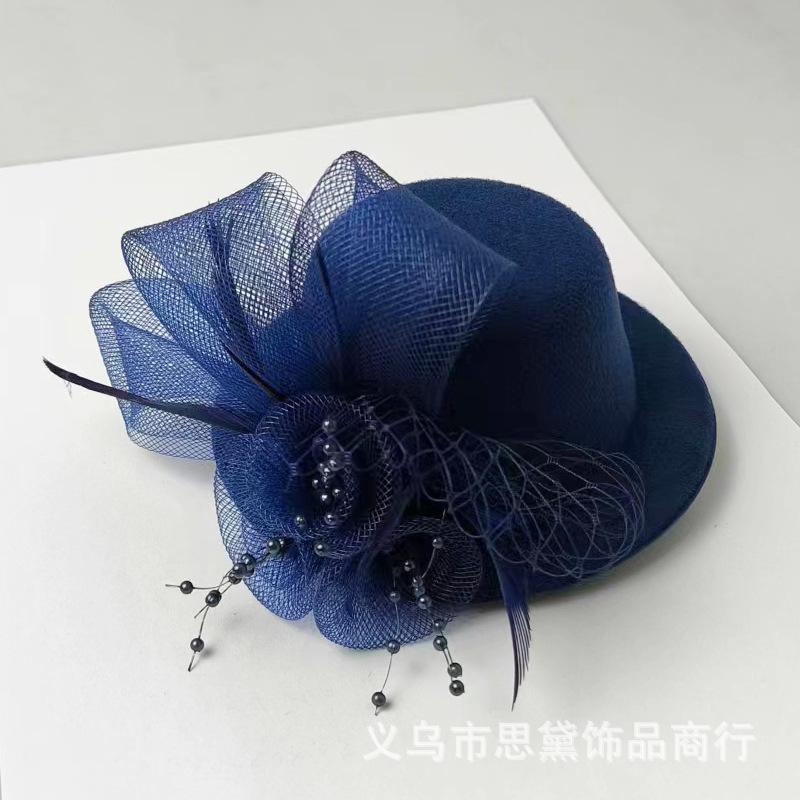 儿童小礼帽女复古时尚可爱羽毛头花舞台出走秀生日头饰发饰发夹