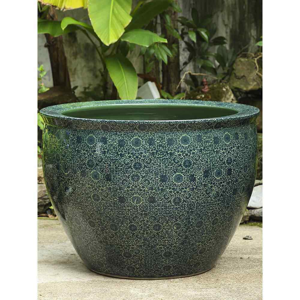 景德镇手绘陶瓷金鱼缸睡莲盆荷花缸乌龟缸客厅户外大水缸庭院摆件