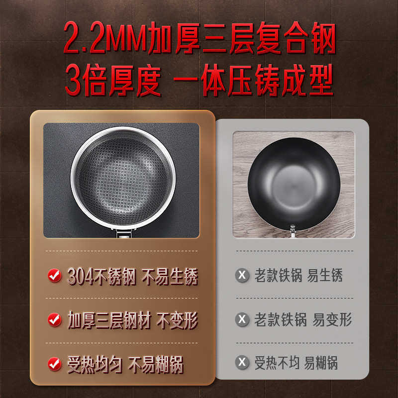 304锅钢锅三四不粘锅轻巧 迷你不锈钢 炒锅小号一人小型小炒家用