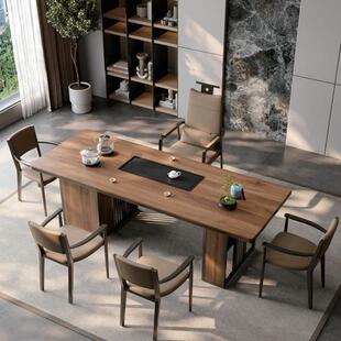 新中式实木多层板贴白蜡木茶桌椅组合新款高级简约茶室喝茶台套装