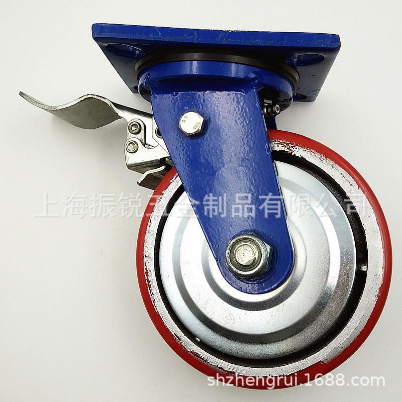 万脚轮家4寸5寸6寸8寸10寸超重型脚ORN蓝支架PU向脚轮工业厂轮