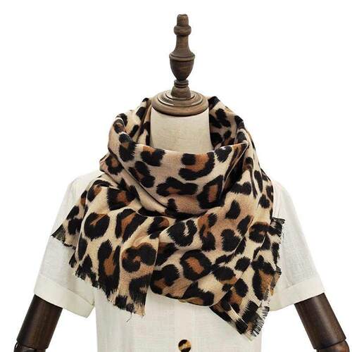 Thick Cashmere Scarf For Women Leopard Print Tippet Pashmina