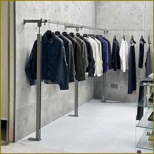 网红工业风男装服装店展示架不锈钢上墙侧挂衣架买手店专用落地架