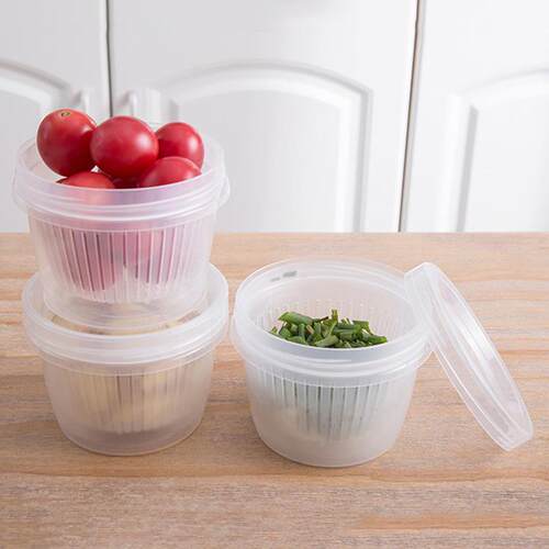 Mini plastic refrigerator storage box with lid, designed for
