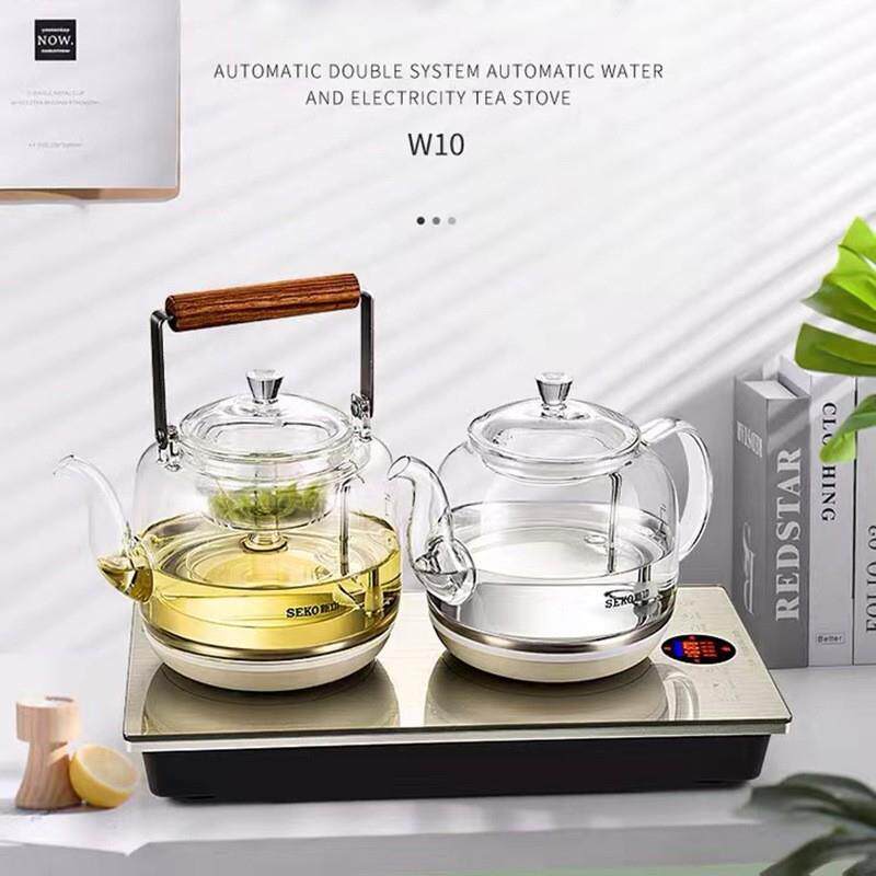 新功W10 全自动底部上水电热水壶双炉加水玻璃电茶炉煮茶壶蒸茶壶