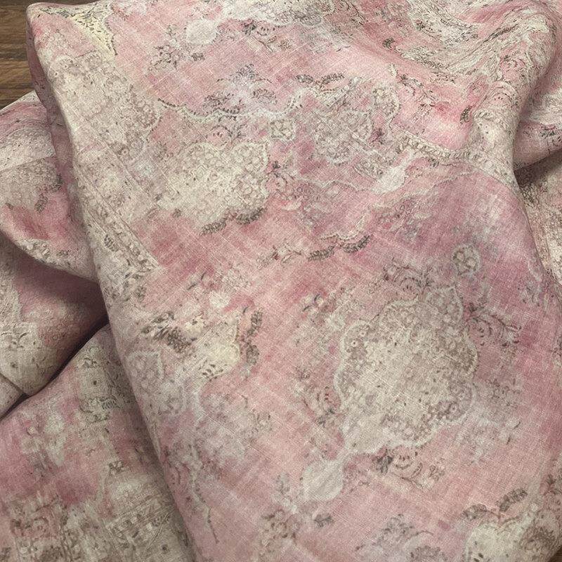 布久以逅中式复古苎麻印花衬衫面料汉服麻料国风连衣裙布料 文案