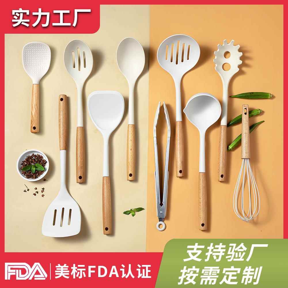 硅胶锅铲不粘锅专用护锅铲汤勺榉木柄炒菜铲子家用耐高温厨房用具