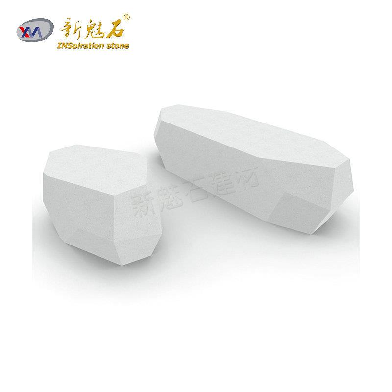 佛山成品水泥仿石艺术凳艺术椅 车站广场耐用PC混凝土坐凳等候椅