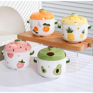 可爱双耳陶瓷炖盅家用炖燕窝鸡蛋羹双盖隔水炖一人煲汤炖罐小汤盅