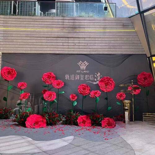 玫瑰花泡沫纸婚庆背景装饰手工纸花室外巨型婚礼立体大红仿真防水