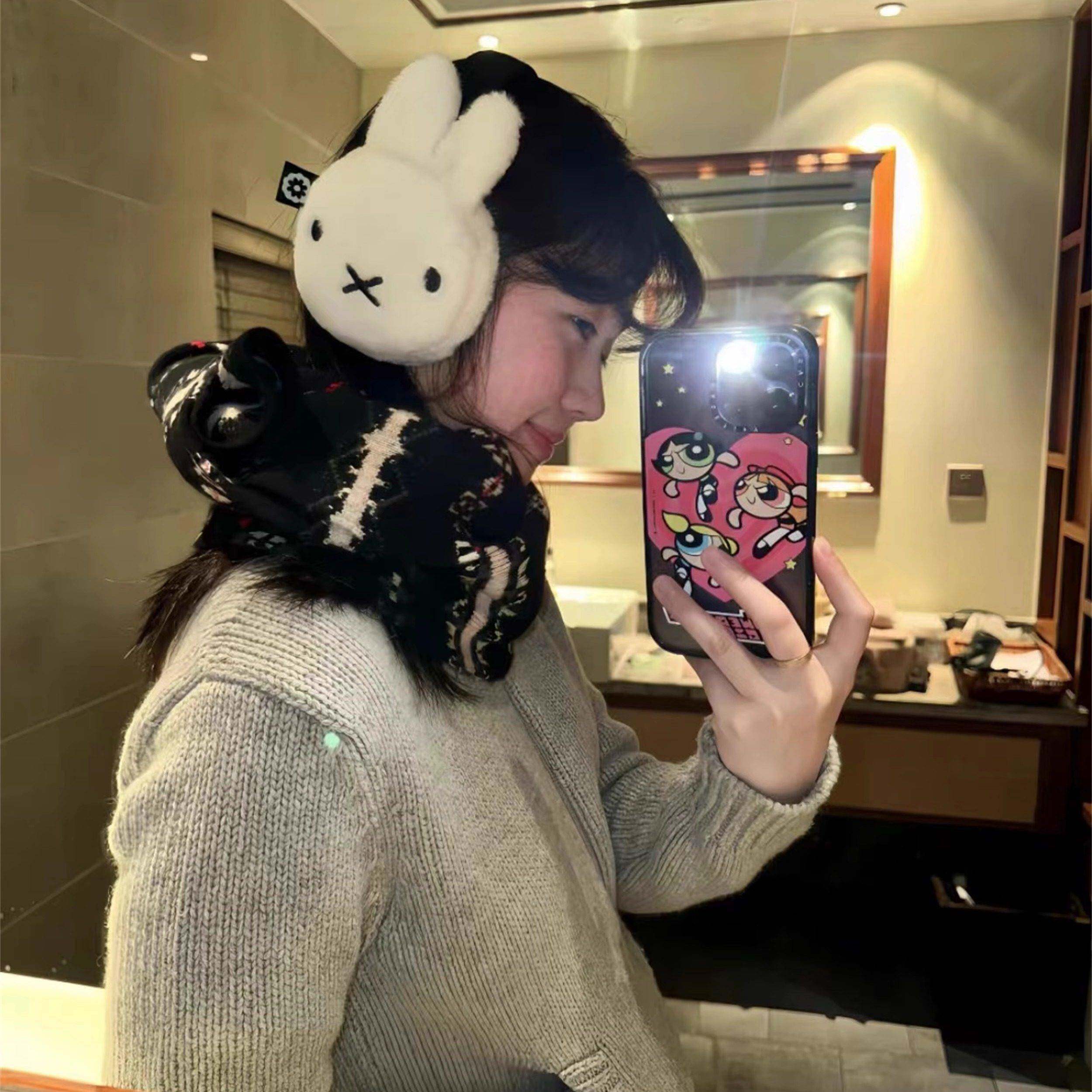 可爱兔子毛绒耳套女冬季防冻耳包学生骑行保暖耳机式耳罩护耳防寒
