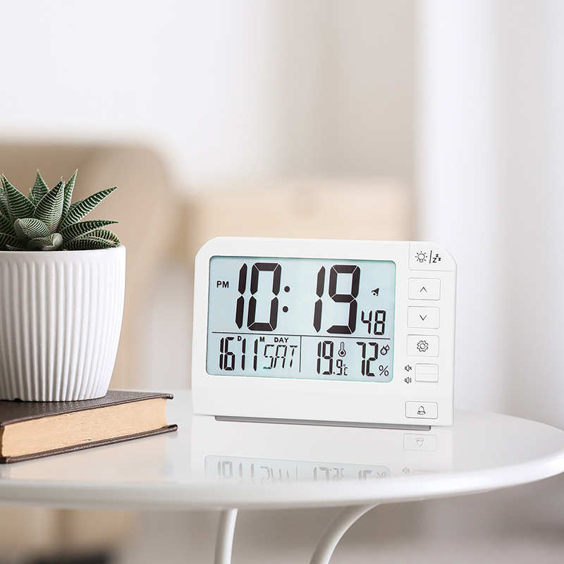 新款大屏幕电子钟多功能LCD钟表床头夜光闹钟学生静音YD109