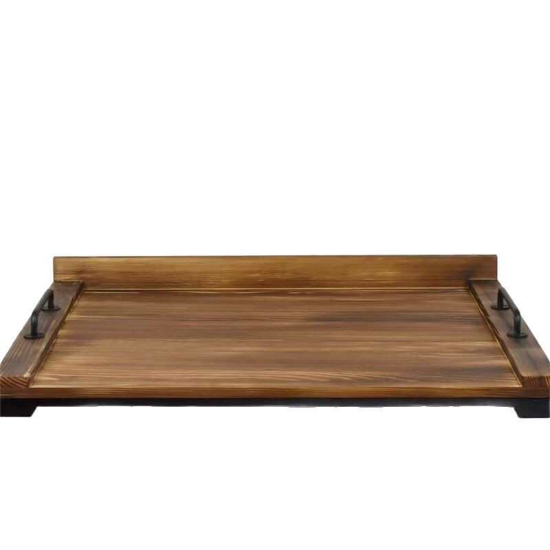 实木菜板炉灶盖板复古带把手家用托盘水果面包托盘厨房实木置物架